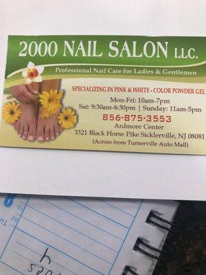 Our Business card. Call for appointment and walk in welcomed!