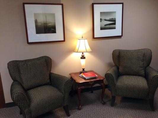 One of the nice seating areas in the inviting lobby.