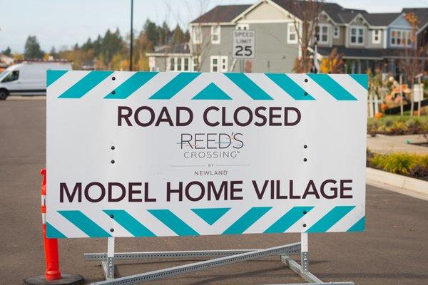 Reeds Crossing Street Closed Sign