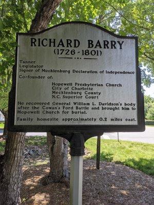 Richard Barry Historical Marker, Huntersville