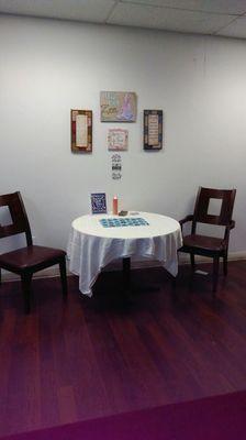 The table where I give readings and consultation