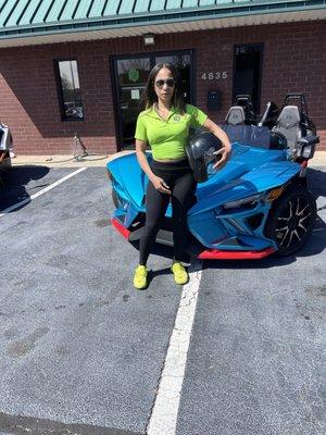 Me in front of my rental slingshot getting ready to ride!