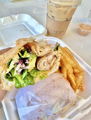 Spicy Turkey Avocado Sub with fries + a pumpkin spice latte (and a side of spicy mayo)