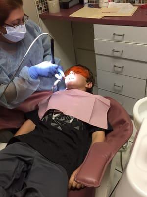 My son cooperated completely! The hygienist is a miracle worker:)