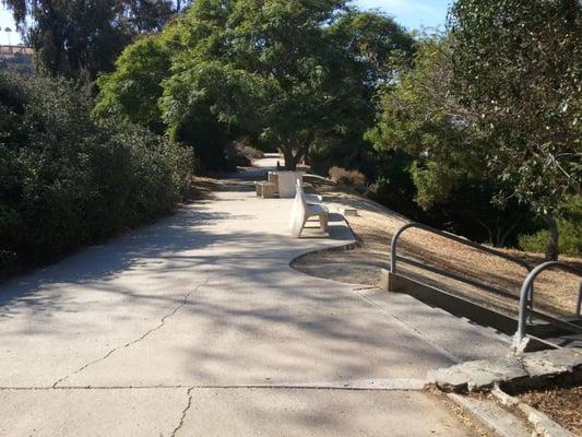 Beginning of the hiking, bike path.