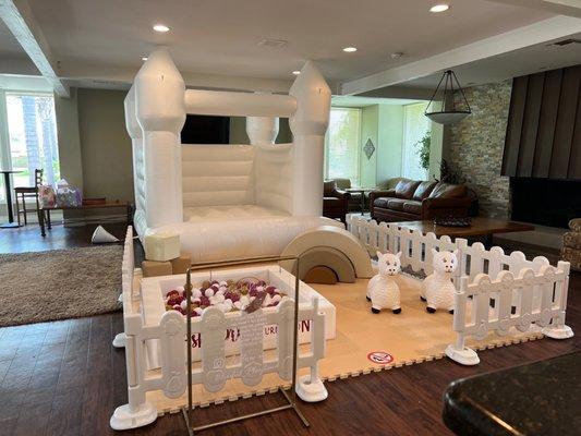 Lounge area fits a bounce house