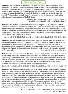 Statement of Faith (2 of 2) Click to enlarge