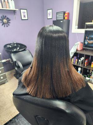 6 weeks Trim Maintenance and hair treatments and scalp treatments, and right products, always produce hair growth.