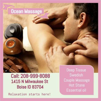 Whether it's stress, physical recovery, or a long day at work, Ocean Massage has helped many clients relax in the comfort of ...