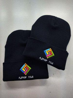 Custom embroidered beanies.