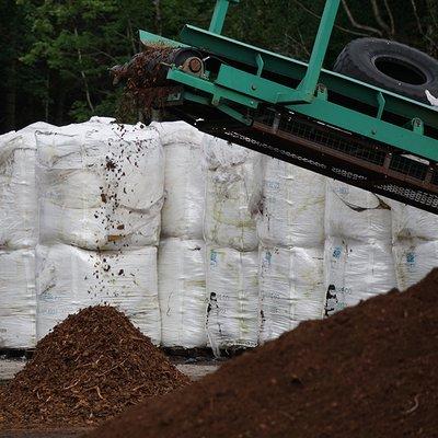 Coast of Maine's Mulch screening at our plant in Maine