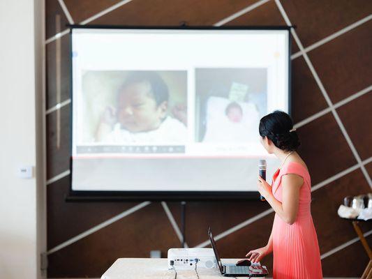 He also provided a project screen and projector.