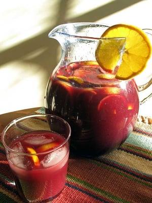 Fresh Sangria with assorted fruits. This is very strong.