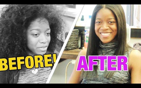 Natural Hair Client with damaged dry hair.  We treated with our custom hydration system, and her hair was restored.