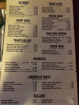 Noodle, American, and Salad Menu