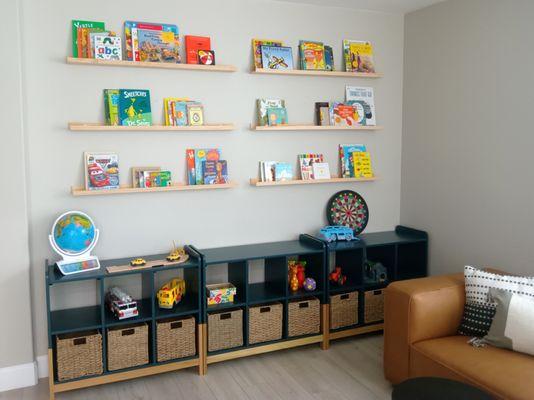 Floating shelf installation.