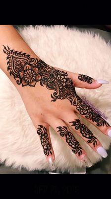 Specializing in the art of henna tattoos! This design is by our henna artist, Inshaal.