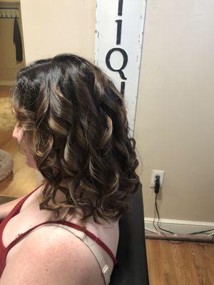 Holly's Color- Deep Chocolate Base with subtle red, and honey balayage throughout