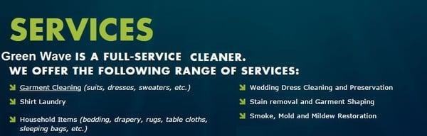 Full service on site eco friendly cleaning process.