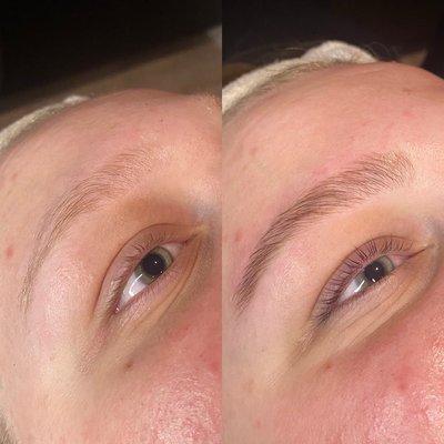 Lash lift and tint, brow lamination and tint (after a dermaplane facial!)