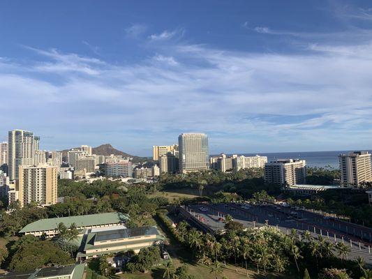 Day time views on 21st floor. Diamond Head and the Ocean ahead.