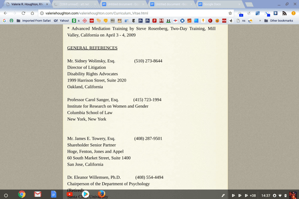 Judge Towery is listed as a personal reference on Ms. Houghton's website. She took down the website after the RO was renewed for 5 years.