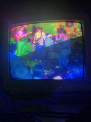 TVs in space before the bands, play live video of bands, rad asf