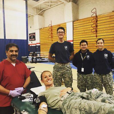 Donating blood at the Revere High School JROTC blood drive!