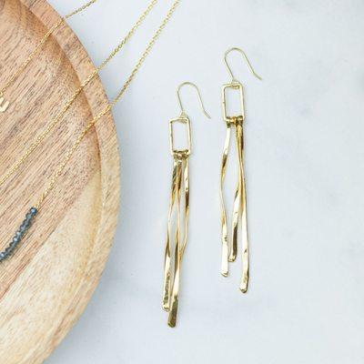 Gold Plated Drop Earrings with Movement