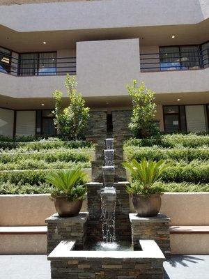 Waterfall upon entrance to building