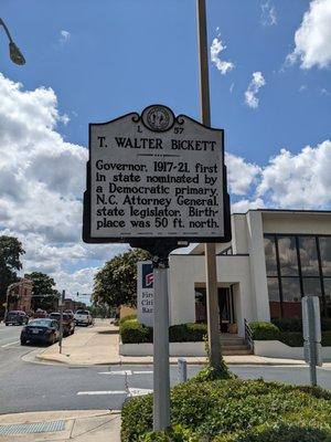 T. Walter Bickett Historical Marker, Monroe