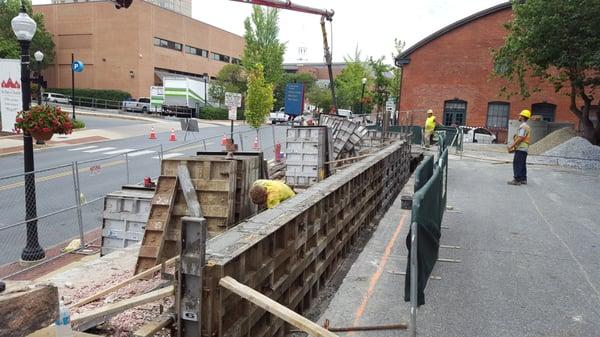 Forming new walls at Historic St. Mary's Church.