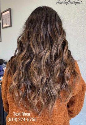 Balayage highlights, haircut & soft waves by Rhea