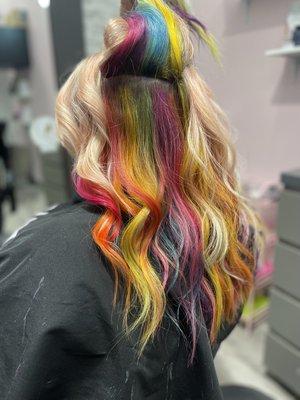 Color and Invisible bead extensions done by Mary