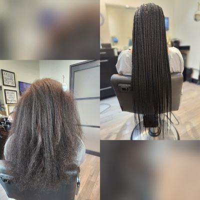 Small long knotless braids