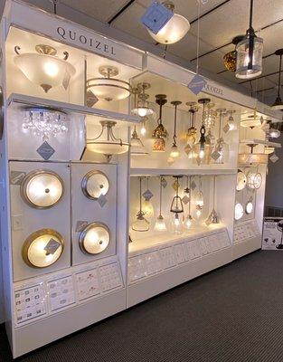 Pendants, and Flush Lighting on display.