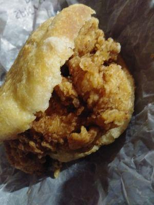 Fried chicken tender biscuit you get 2 big thick tenders! So delish