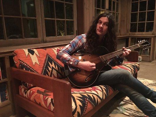 Gold Tone's new Mandocello.  Oh yeah and that's Kurt Vile.