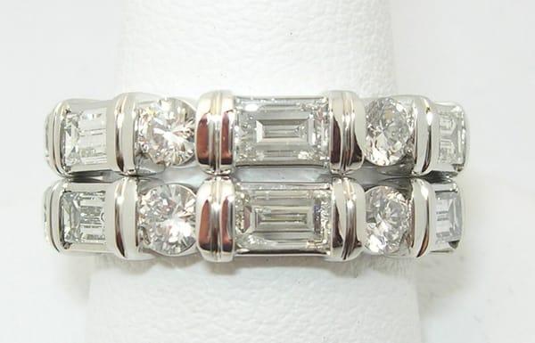 Custom crafted diamond stackable bands