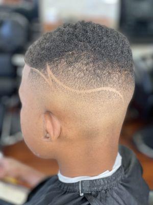 Kids bald fade w/ design