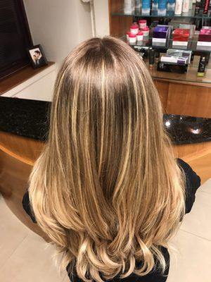 Balage on a caramel dark blonde