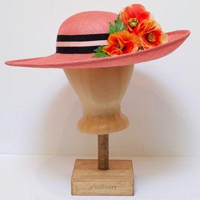 Upturned brim hat with silk flowers