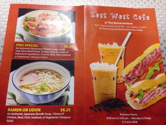 Pho special, ramen or udon and the front page