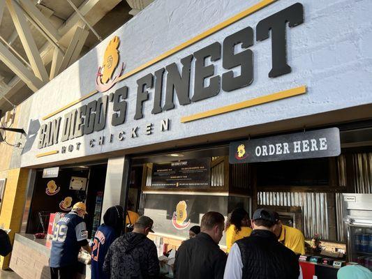 San Diego's Finest Hot Chicken signage and counter