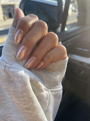 Natural nails with chrome