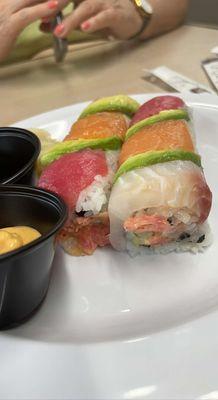 Rainbow Roll with spicy tuna