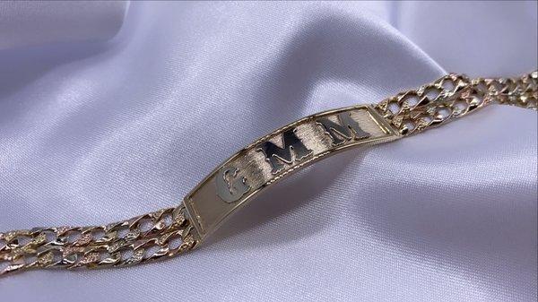 14k Gold Men's ID Bracelet with Custom Initials Mounted