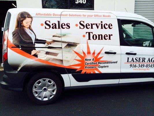 Laser Age service van comes to you for printer and copier repairs or to deliver supplies such as toner cartridges or replacement parts.