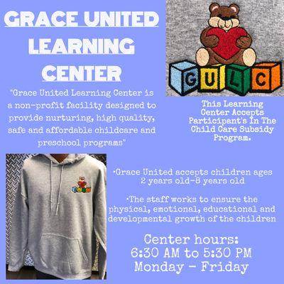 Grace United Learning Center
Looking for custom designs to make your business apparel pop! We can make that happen