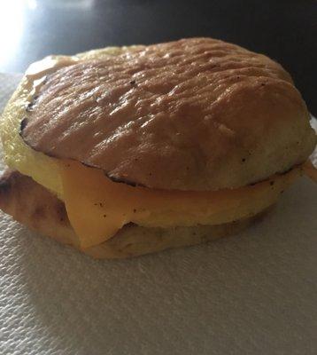 Egg and cheese breakfast sandwich on a biscuit